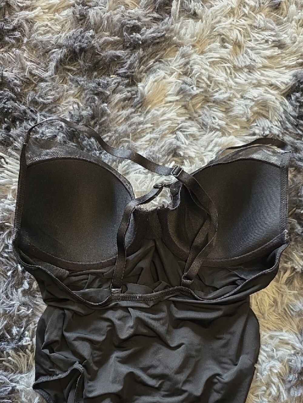 Black Underwire One-Piece Bodysuit With Snap Closure - Picture 2 of 2